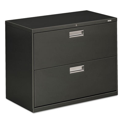 Brigade 600 Series Lateral File, 2 Legal/Letter-Size File Drawers, Charcoal, 36" X 18" X 28"