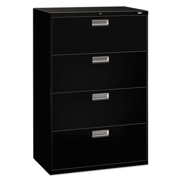 Brigade 600 Series Lateral File, 4 Legal/Letter-Size File Drawers, Black, 36" X 18" X 52.5"