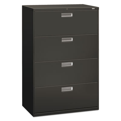 Brigade 600 Series Lateral File, 4 Legal/Letter-Size File Drawers, Charcoal, 36" X 18" X 52.5"