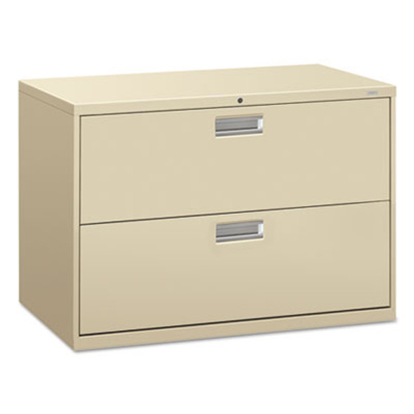 Brigade 600 Series Lateral File, 2 Legal/Letter-Size File Drawers, Putty, 42" X 18" X 28"