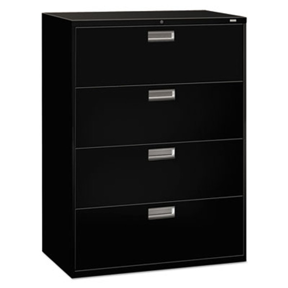 Brigade 600 Series Lateral File, 4 Legal/Letter-Size File Drawers, Black, 42" X 18" X 52.5"