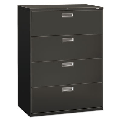 Brigade 600 Series Lateral File, 4 Legal/Letter-Size File Drawers, Charcoal, 42" X 18" X 52.5"