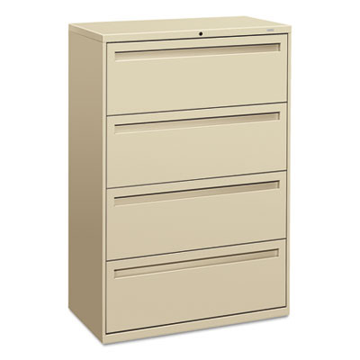 Brigade 700 Series Lateral File, 4 Legal/Letter-Size File Drawers, Putty, 36" X 18" X 52.5"