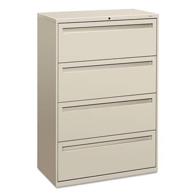 Brigade 700 Series Lateral File, 4 Legal/Letter-Size File Drawers, Light Gray, 36" X 18" X 52.5"