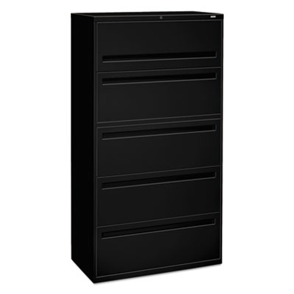 Brigade 700 Series Lateral File, 4 Legal/Letter-Size File Drawers, 1 File Shelf, 1 Post Shelf, Black, 36" X 18" X 64.25"
