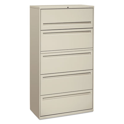 Brigade 700 Series Lateral File, 4 Legal/Letter-Size File Drawers, 1 File Shelf, 1 Post Shelf, Light Gray, 36" X 18" X 64.25"