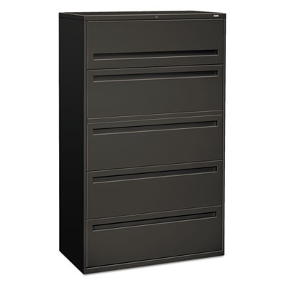 Brigade 700 Series Lateral File, 4 Legal/Letter-Size File Drawers, 1 File Shelf, 1 Post Shelf, Charcoal, 42" X 18" X 64.25"
