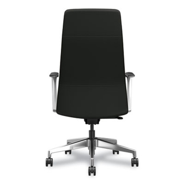 Cofi Executive High Back Chair, Supports Up To 300 Lb, 15.5 To 20.5 Seat Height, Black Seat/Back, Polished Aluminum Base