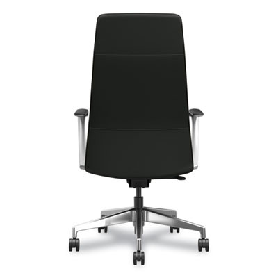 Cofi Executive High Back Chair, Supports Up To 300 Lb, 15.5 To 20.5 Seat Height, Black Seat/Back, Polished Aluminum Base