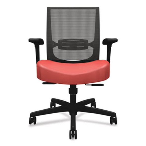 Convergence Mid-Back Task Chair, Synchro-Tilt And Seat Glide, Supports Up To 275 Lb, Red Seat, Black Back/Base