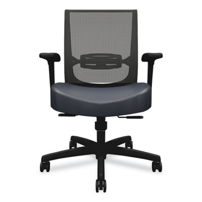 Convergence Mid-Back Task Chair, Synchro-Tilt And Seat Glide, Supports Up To 275 Lb, Navy Seat, Black Back/Base