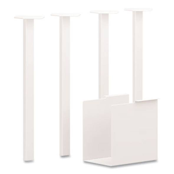 Coze Writing Desk Post Legs With U-Storage Compartment, 5.75" x 28", Designer White, 4 Legs/Set