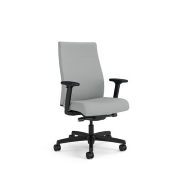 Ignition 2.0 Vinyl Upholstered Mid-Back Task Chair, Adjustable T-Arms, 17" To 21.5" Seat Height, Flint Seat/Back, Black Base