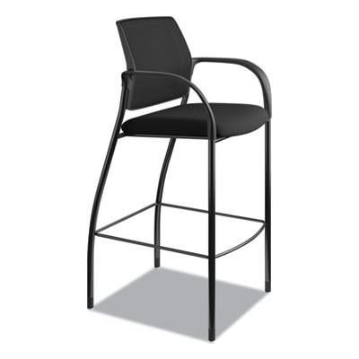 Ignition 2.0 Ilira-Stretch Mesh Back Cafe Height Stool, Supports Up To 300 Lb, 31" High Seat, Black Seat/Back, Black Base