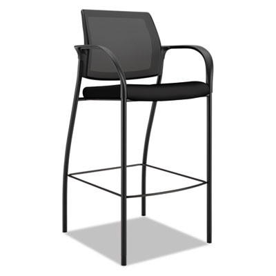 Ignition 2.0 Ilira-Stretch Mesh Back Cafe Height Stool, Supports Up To 300 Lb, 31" High Seat, Black Seat/Back, Black Base