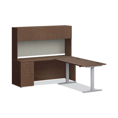 Mod Desk Hutch, 3 Compartments, 72w x 14d x 39.75h, Sepia Walnut