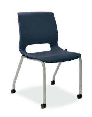 Motivate Four-Leg Stacking Chair, Up To 300 Lbs, 18" Seat Height, Regatta Seat And Back, Platinum Base, 2/Carton