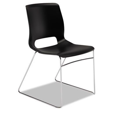 Motivate High-Density Stacking Chair, Supports Up To 300 Lb, 17.75" Seat Height, Onyx Seat, Black Back, Chrome Base, 4/Carton