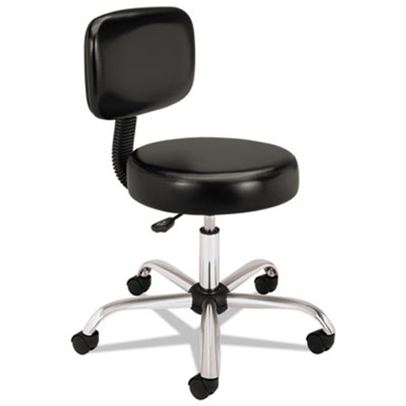 Adjustable Task/Lab Stool, Supports Up To 250 Lb, 17.25" To 22" Seat Height, Black Seat/Back, Steel Base
