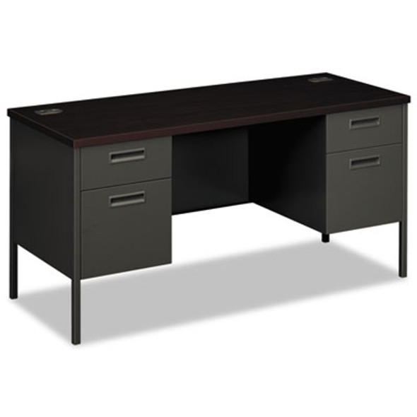 Metro Series Kneespace Credenza, 60w X 24d X 29.5h, Mahogany/Charcoal
