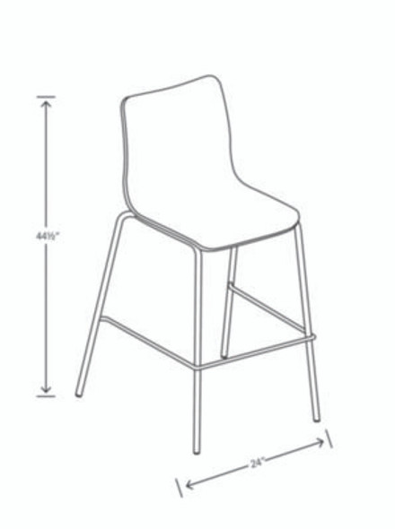 Ruck Laminate Stool, Supports Up To 300 Lb, 30" Seat Height, Charcoal Seat/Back, Silver Base