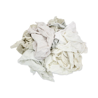 Reclaimed White Knit Rags, 25 Lb/Carton