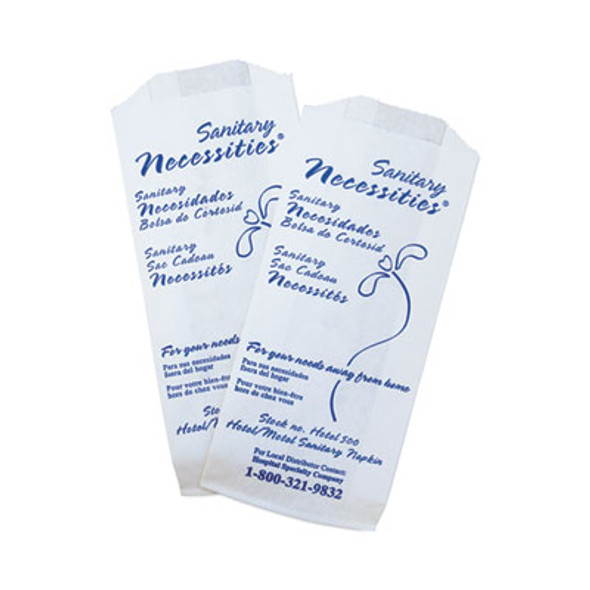 Necessities Hotel Courtesy Disposal Bags, 4" x 1.75" x 9", White/Blue, 500/Carton