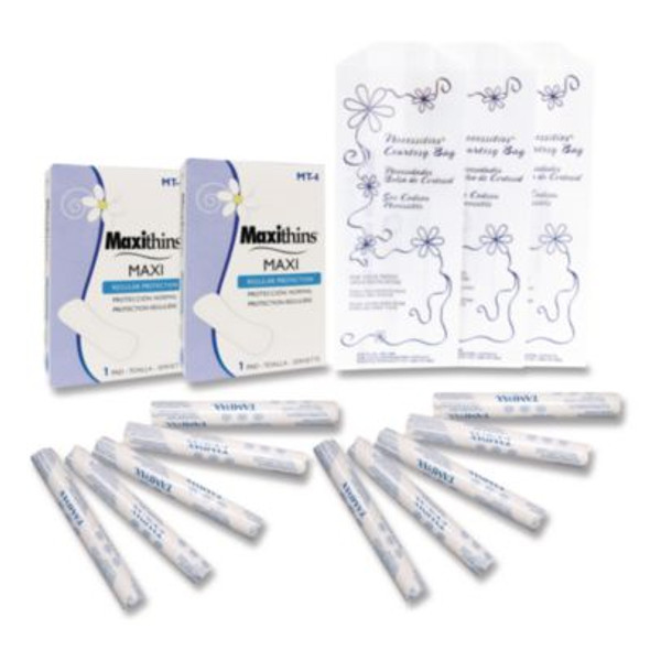 Vended Menstrual Care Refill Kit, 60 Pads, 60 Tampons, 60 Disposable Bags, 180/Carton