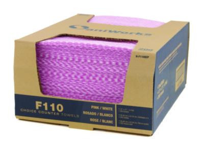 Choice Counter Foodservice Wiper, 1-Ply, 12 x 21, Pink/White, 200/Carton