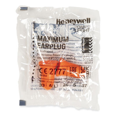 Maximum Single-Use Earplugs, 33 Db Nrr, One Size Fits Most, Coral Bell/T-Shaped Plugs, 200/Box
