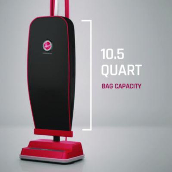 Task Vac Soft Bag Lightweight Upright, 12" Cleaning Path, Black/Red