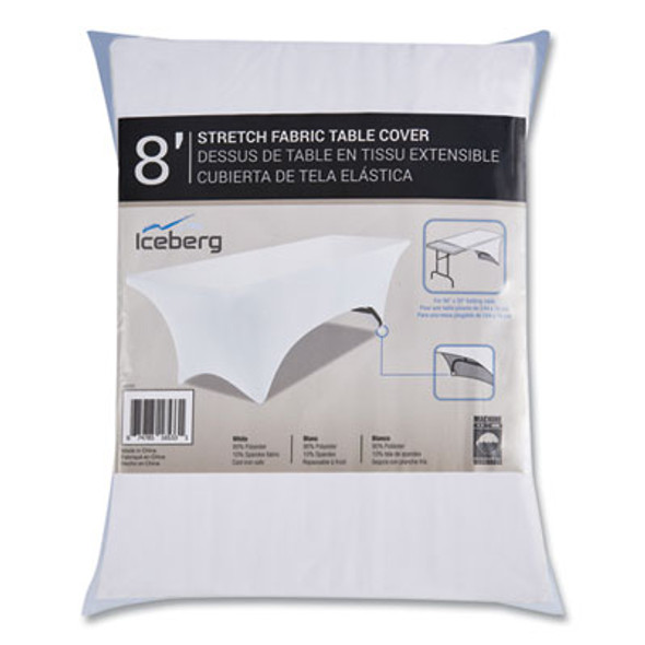 Igear Fabric Table Cover, Polyester/Spandex, 30" x 72", White