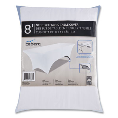 Igear Fabric Table Cover, Polyester/Spandex, 30" x 72", White