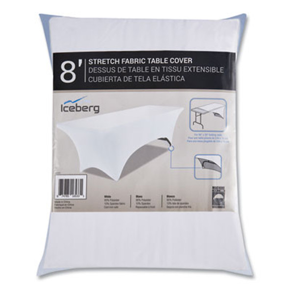 Igear Fabric Table Cover, Polyester/Spandex, 30" x 96", White