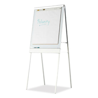 Polarity Height Adjustable Dry Erase Flipchart Easel, 30" x 38", White Surface, Silver Metal Frame