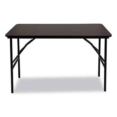 Officeworks Classic Wood-Laminate Folding Table, Straight Legs, Rectangular, 48" x 24" x 29", Walnut