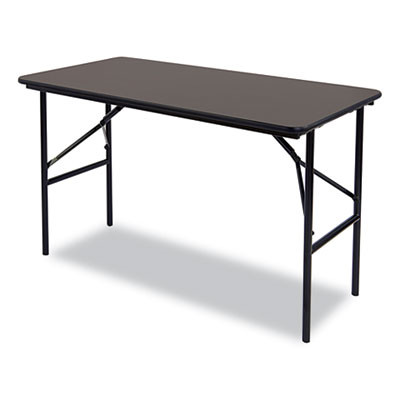Officeworks Classic Wood-Laminate Folding Table, Straight Legs, Rectangular, 48" x 24" x 29", Walnut