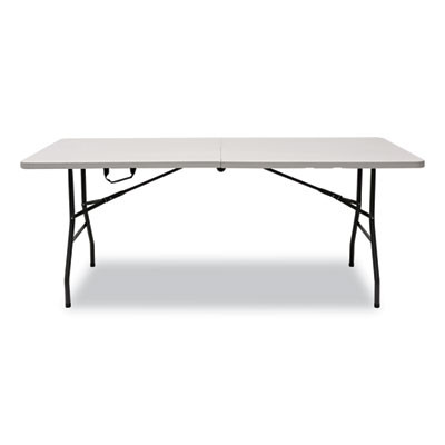 Bifold Resin Folding Table, Rectangular, 70.9" x 29.1" x 30", White Granite Top, Gray Base/Legs, 2/Pack