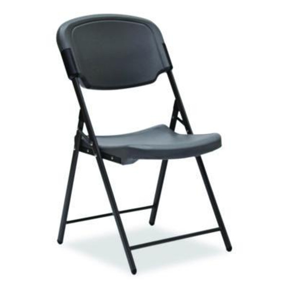 Rough n Ready Commercial Folding Chair, Supports Up To 350 Lb, 15.25" Seat Height, Charcoal Seat, Charcoal Back, Silver Base