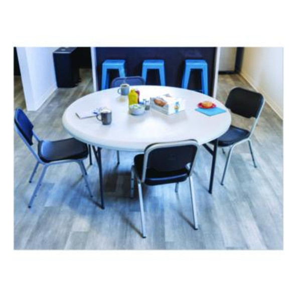 Rough n Ready Stack Chair, Supports Up To 500 Lb, 17.5" Seat Height, Black Seat, Black Back, Silver Base, 4/Carton