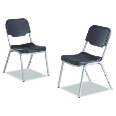 Rough n Ready Stack Chair, Supports Up To 500 Lb, 17.5" Seat Height, Charcoal Seat, Charcoal Back, Silver Base, 4/Carton