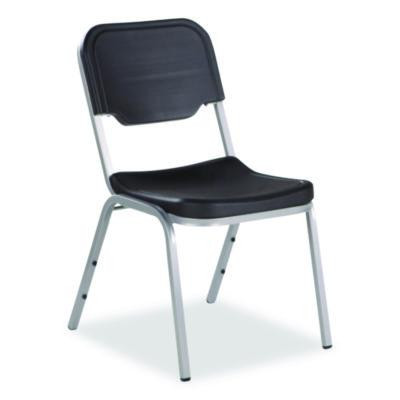 Rough n Ready Stack Chair, Supports Up To 500 Lb, 17.5" Seat Height, Charcoal Seat, Charcoal Back, Silver Base, 4/Carton