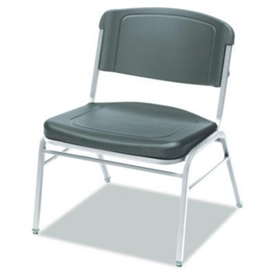 Rough n Ready Wide-Format Big And Tall Stack Chair, Supports 500 Lb, 18.5" Seat Height, Charcoal Seat/Back, Silver Base, 4/Ct