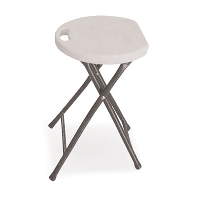 Rough n Ready Folding Stool, Backless, Supports Up To 300 Lb, 26" Seat Height, White Seat, Charcoal Base, 4/Carton