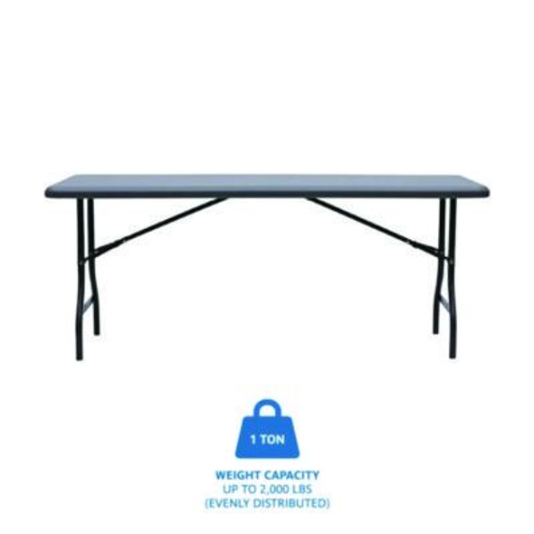 Indestructable Industrial Folding Table, Rectangular, 72" x 30" x 29", Charcoal