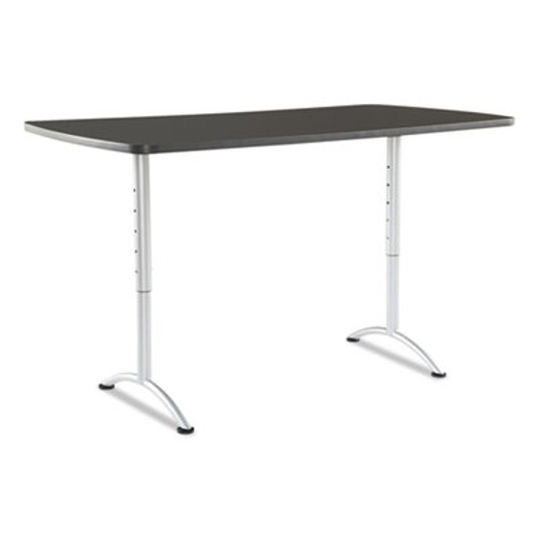 Arc Adjustable-Height Table, Rectangular, 36" x 72" x 30" To 42", Graphite Top, Silver Base