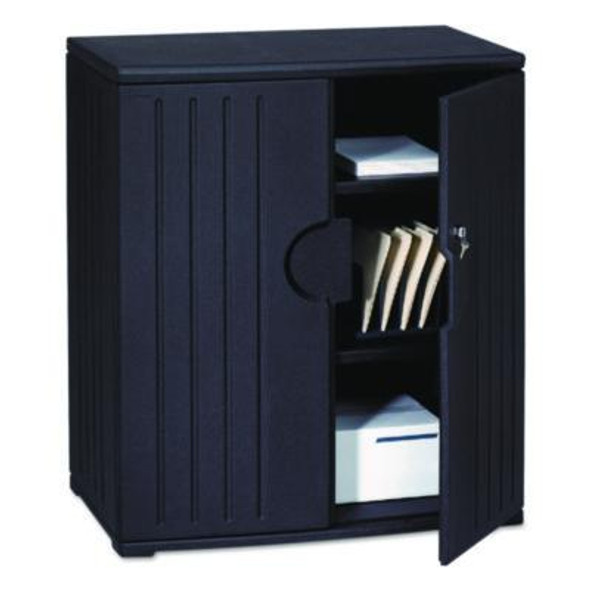 Rough n Ready Storage Cabinet, Two-Shelf, 36w x 22d x 46h, Black