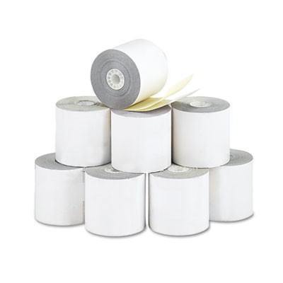 Impact Printing Carbonless Paper Rolls, 2.25" X 70 Ft, White/Canary, 10/Pack