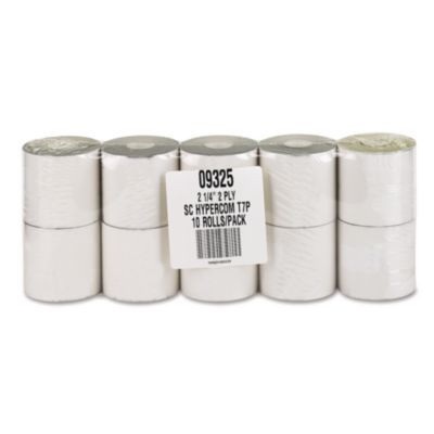 Impact Printing Carbonless Paper Rolls, 2.25" X 70 Ft, White/Canary, 10/Pack