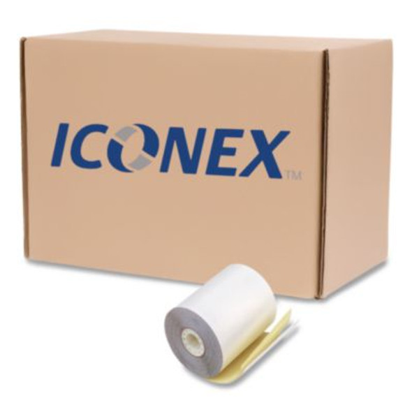 Impact Printing Carbonless Paper Rolls, 3" X 90 Ft, White/Canary, 50/Carton